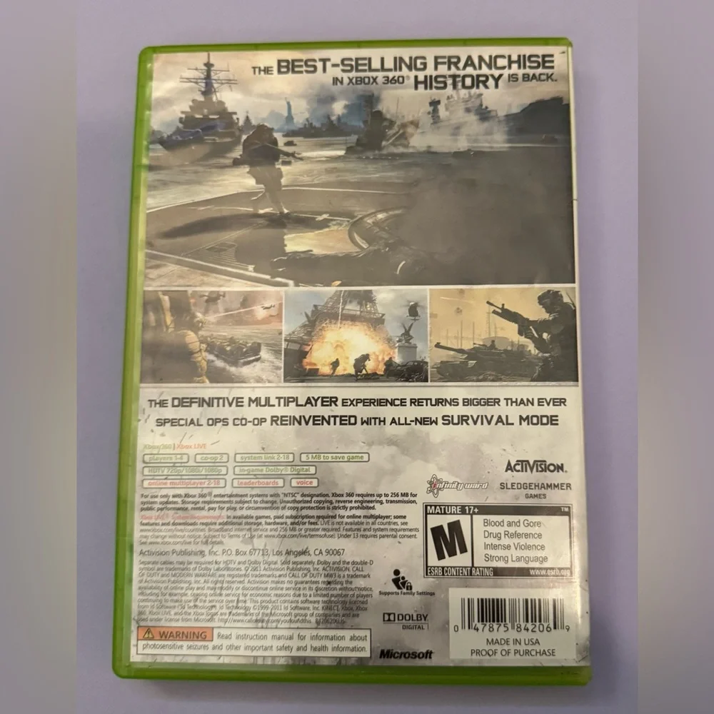 Call of Duty MW3 Modern Warfare 3 Microsoft Xbox 360